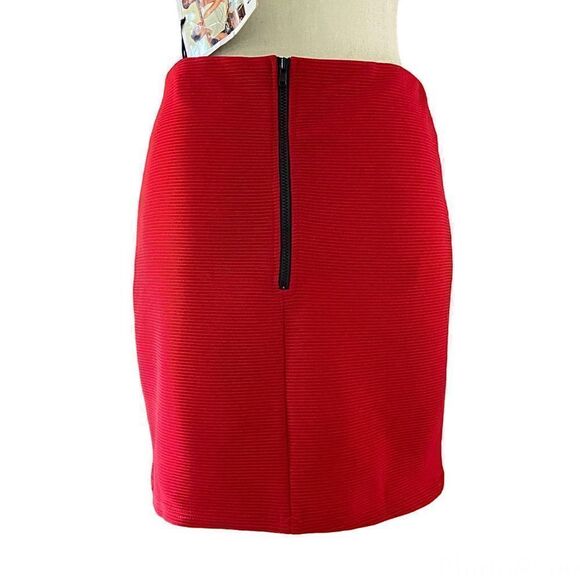 MINKPINK Red Stretch Ribbed Mini Skirt S - Picture 4 of 7